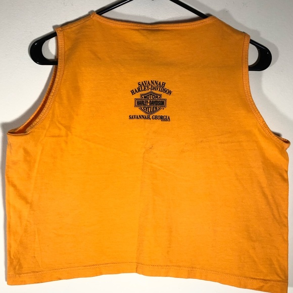 Harley Davidson Orange Biker Chick Crop Top Tank - Picture 2 of 5